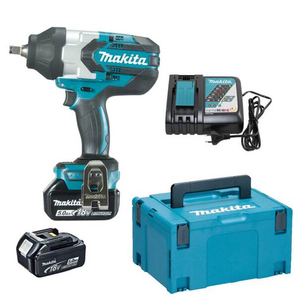 Акумулаторен гайковерт, безчетков Makita DTW1002RTJ ударен, 18V, 5Ah, 1000Nm Акумулаторен гайковерт, безчетков Makita DTW1002RTJ ударен, 18V, 5Ah, 1000Nm