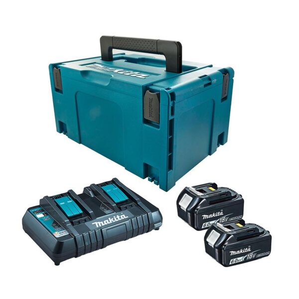 Комплект Makita 198077-8 ( 2бр. батерия Makita BL1860B 18V, 6Ah + двойно зарядно DC18RD + куфар Makpac 3) Комплект Makita 198077-8 ( 2бр. батерия Makita BL1860B 18V, 6Ah + двойно зарядно DC18RD + куфар Makpac 3)