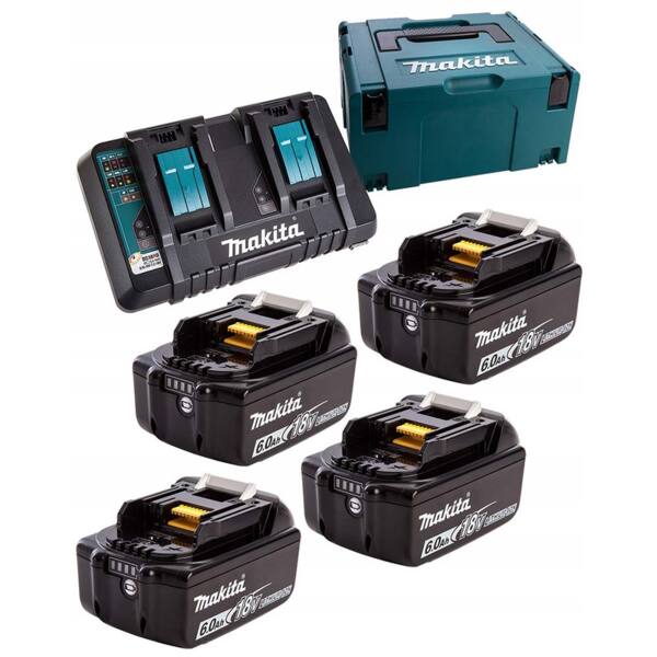 Комплект Makita 198091-4 (4 бр. акумулаторни батерии BL1860B 18V, 6Ah + двойно зарядно устройство DC18RD + куфар Makpac 3) Комплект Makita 198091-4 (4 бр. акумулаторни батерии BL1860B 18V, 6Ah + двойно зарядно устройство DC18RD + куфар Makpac 3)