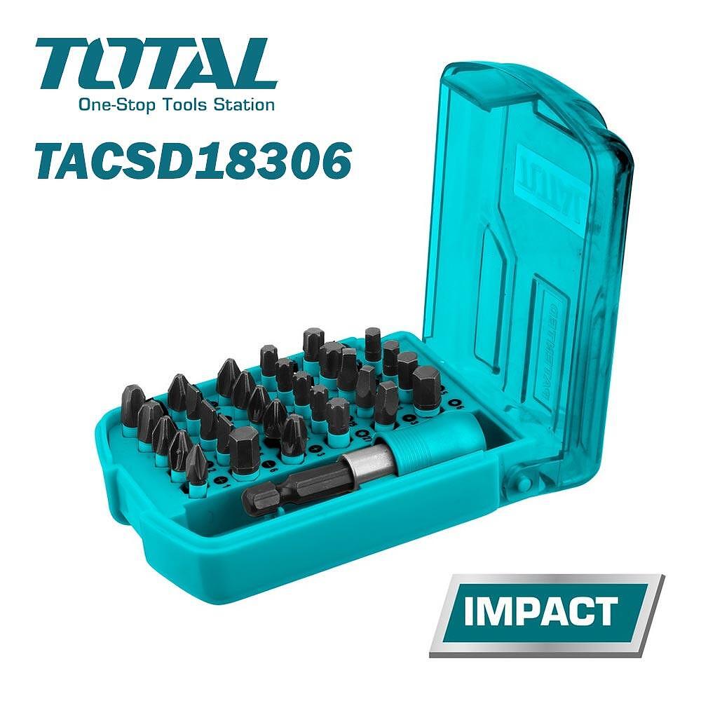 К-т битове с магнитен държач TOTAL TACSD18306, 30 части