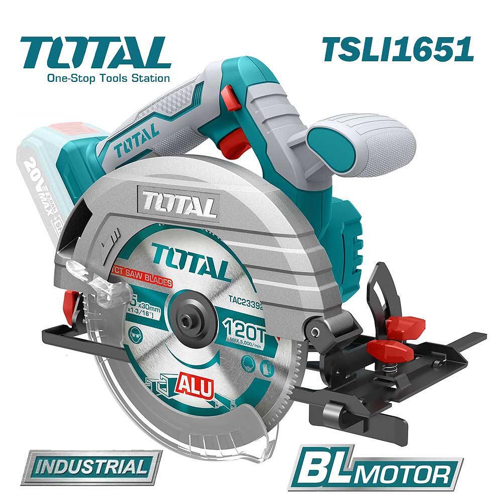 Циркуляр акумулаторен ръчен TOTAL TSLI1651 Industrial, 20V, Li-ion, 165мм