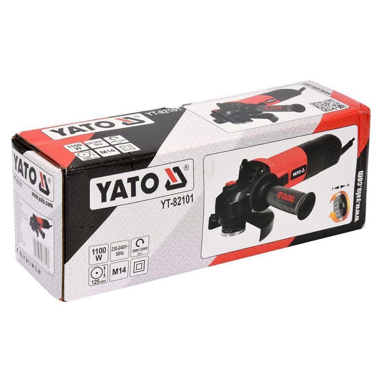 Ъглошлайф YATO YT 82101, 1100 W, диск 125 мм, регулиране на обороти