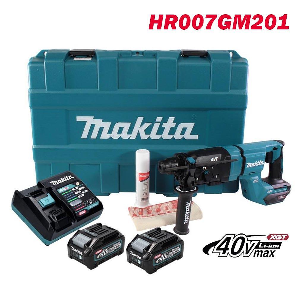 Перфоратор акумулаторен, професионален, Makita HR007GM201, 40V, 2x4Ah, XGT, SDS-Plus, 3J