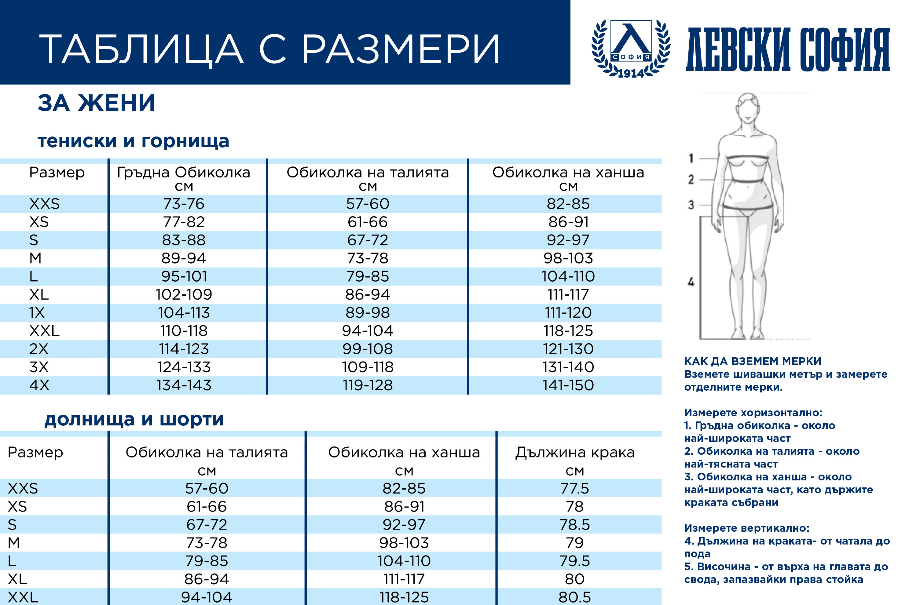 Таблица с размери