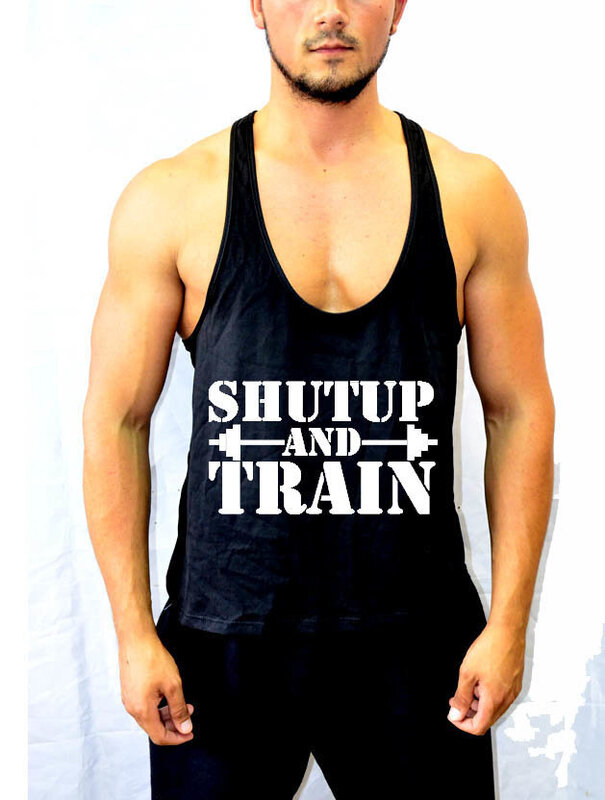 Sport póló a fitneszhez "SHUTUP AND TRAIN"