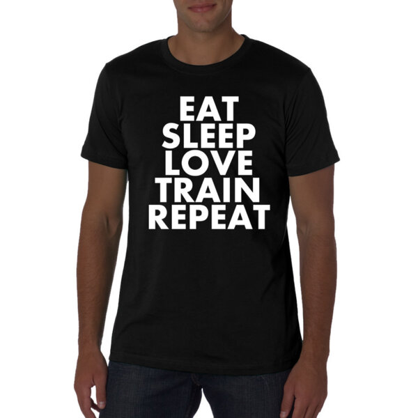PREMIUM Fitness póló "EAT SLEEP LOVE TRAIN REPEAT"