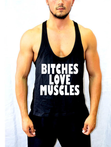 Sport trikó fitneszhez "BITCHES LOVE MUSCLES"
