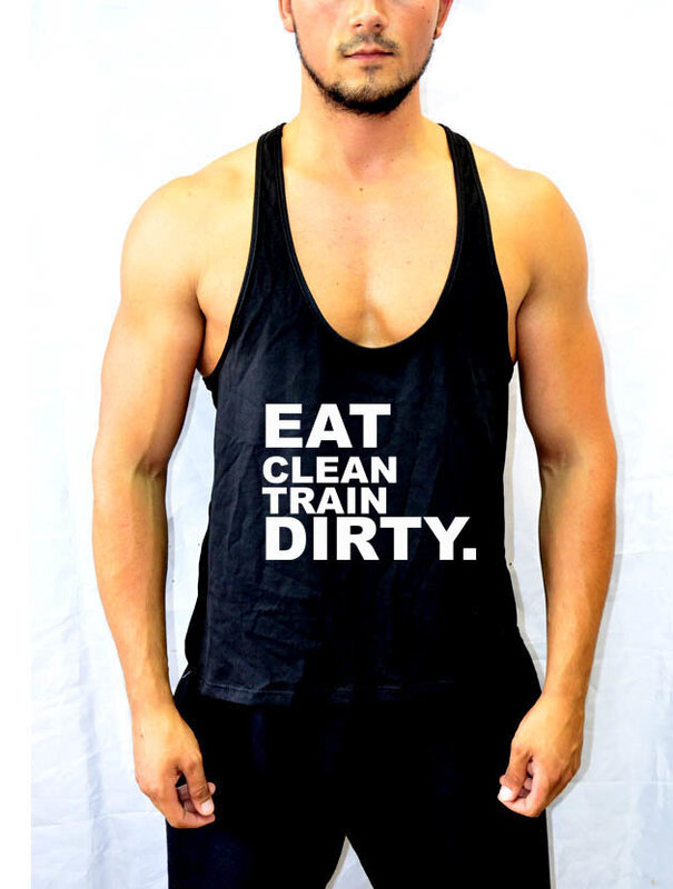 Sport póló a fitneszhez "EAT CLEAN TRAIN DIRTY"
