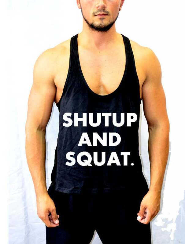 Sport póló a fitneszhez "SHUTUP AND SQUAT"