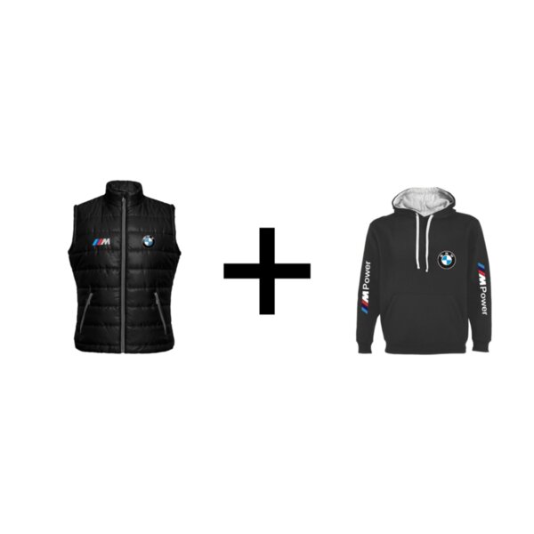 BMW MPower Szilikon vattás mellény + Kétszínű sweatshirt / pulóver/ csomag