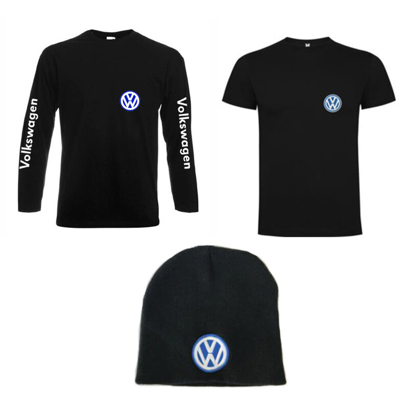 الشعر متاخم ضد  Volkswagen póló puha és kényelmes pamut trikóból + pamut póló + téli sapka  csomag
