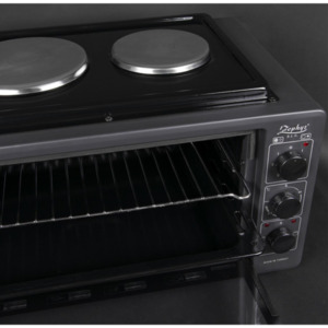 Готварска печка с два котлона ZEPHYR ZP 1441 T50HP, 3900W, 50 литра, Терморегулатор, Тава и решетка, Черен