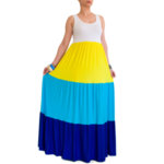 Драпирана дамска рокля в три цвята