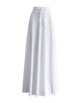 Дълга дамска бяла пола с висока талия от трико