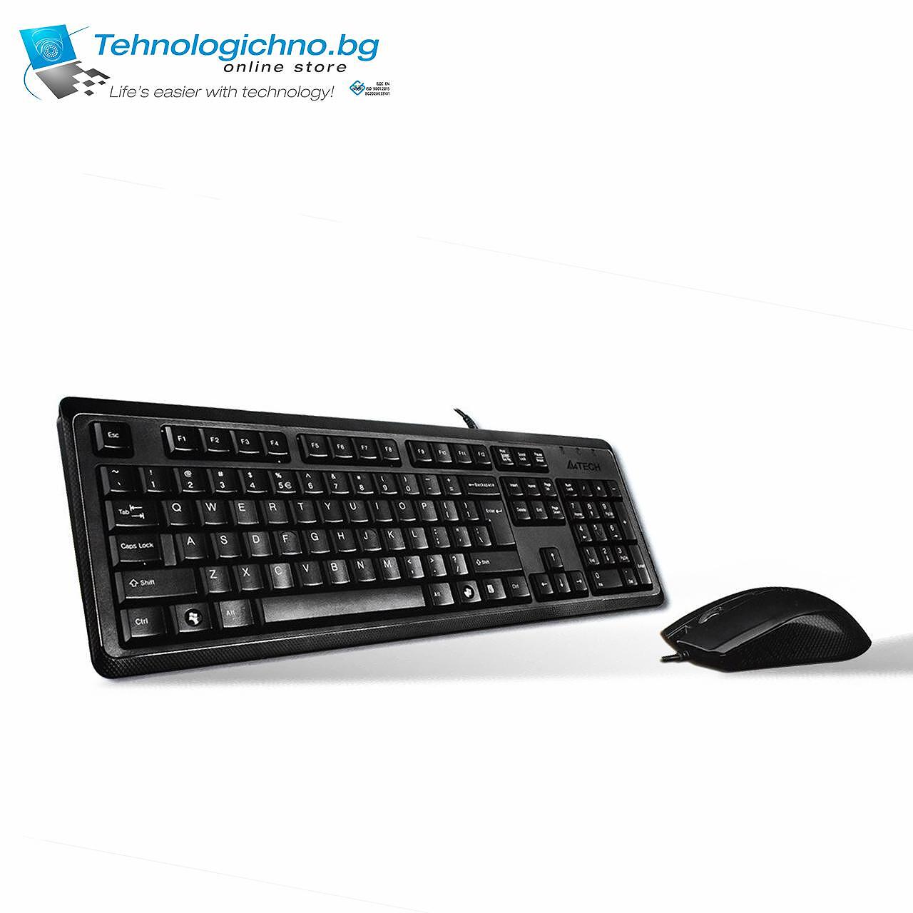 Клавиатура и мишка A4Tech KR-8372 с кабел черни