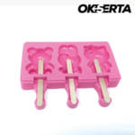 Силиконова форма за 3 броя домашен сладолед на клечка OKSERTA - Hello Kitty