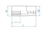 23mm вложка дванадесетостен удължена 1/2" - 423023M KING TONY