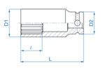 30mm вложка ударна дванадесетостен удължена 1/2" - 443030M KING TONY