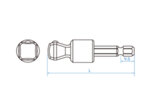 Адаптор 1/2" с ябълка с накрайник 1/4"  -  7744-60 KING TONY