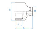 7/8" вложка ударна шестостен 3/4" - 653528S KING TONY