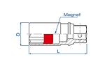 16mm вложка за свещи шестостен с магнит 1/2"- 466516 KING TONY