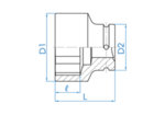 120mm вложка ударна шестостен 1-1/2" - 9535C0M KING TONY