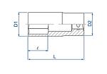 3/8 вложка шестостен удължена 1/2" - 423512S KING TONY