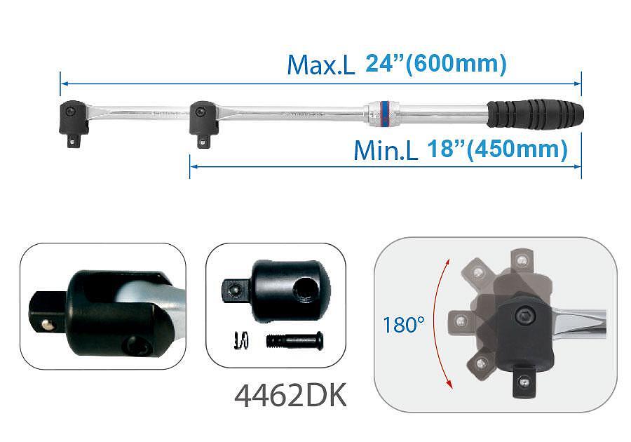 4461-24G върток с чупеща глава с удължител 1/2"