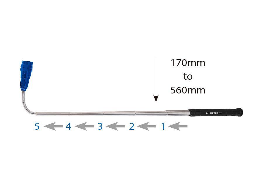 Телескопичен магнит с лампа с гъвкава глава - 79833 KING TONY