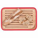 PEBBLY Бамбукова дъска за рязяне и сервиране на хляб 28х18 - червен кант
