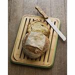 PEBBLY Бамбукова дъска за рязяне на хляб L 35х25 - зелен кант