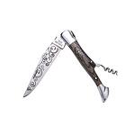 Сгъваем нож Laguiole - Corkscrew, с тирбушон, дърво pakka, сив