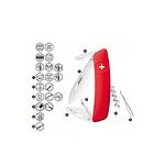 Швейцарско ножче SWIZA - TT03 Tick Tool, 7.5см острие, 11x функции, червено