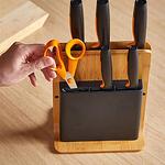 Комплект ножове Fiskars Functional Form New с бамбукова поставка, 3 броя-Copy