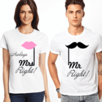 Тениски за двойки Mr Right/Mrs Always Right