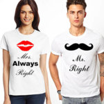 Тениски за двойки Mr Right/Mrs Always Right