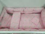 Олекотен комплект за бебешко легло 8 части 120/60 Sonel розови слончета