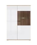 Vitrina cu bufeturi Zele REG1W1D  90x41x132.5 cm cu iluminat Stejar wotan si Alb lucios