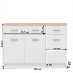 Comodă Top Mix 3D2S 120x85x33 cm Alb si Stejar sonoma