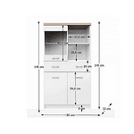 Vitrină Top Mix 2D1W1S 80x145x33 cm Alb si Stejar sonoma