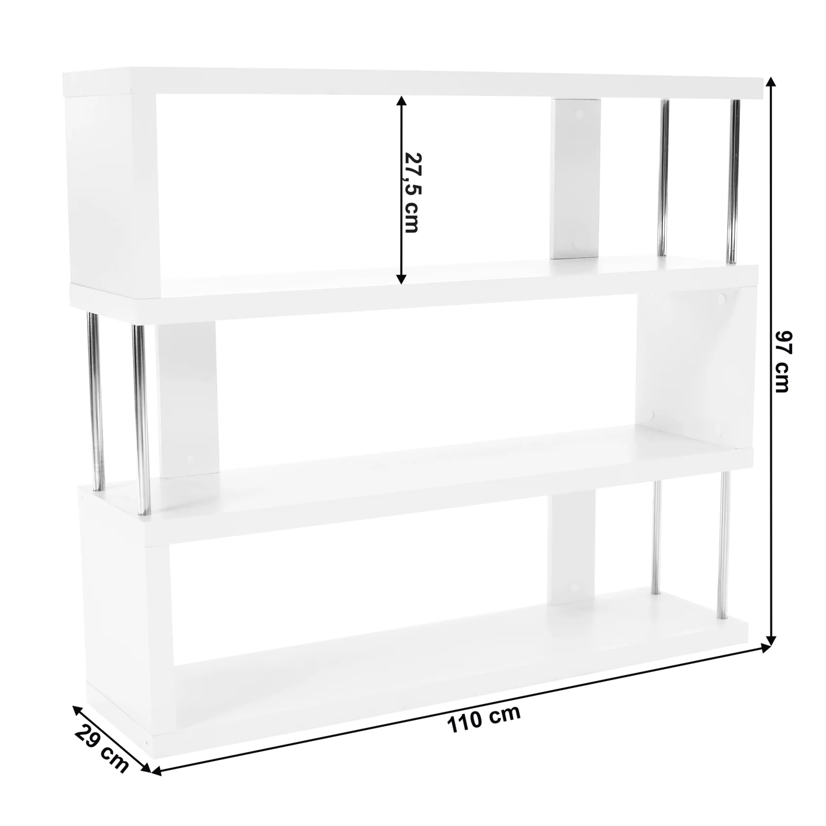 Etajera Benito 110 cm alb stralucire