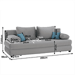 Canapea extensibilă, textil gri/turcoaz, CLIV