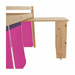 Pat înălţat cu masă PC, lemn de pin/roz, ALZENA