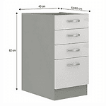Cabinet inferior, alb extra lucios/gri, PRADO 40 D 4S BB