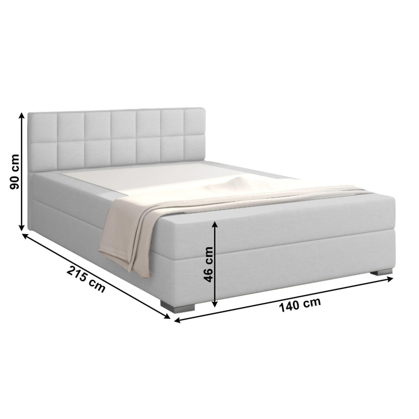 Pat tip BOXSPRING 140x200, gri deschis, FERATA KOMFORT