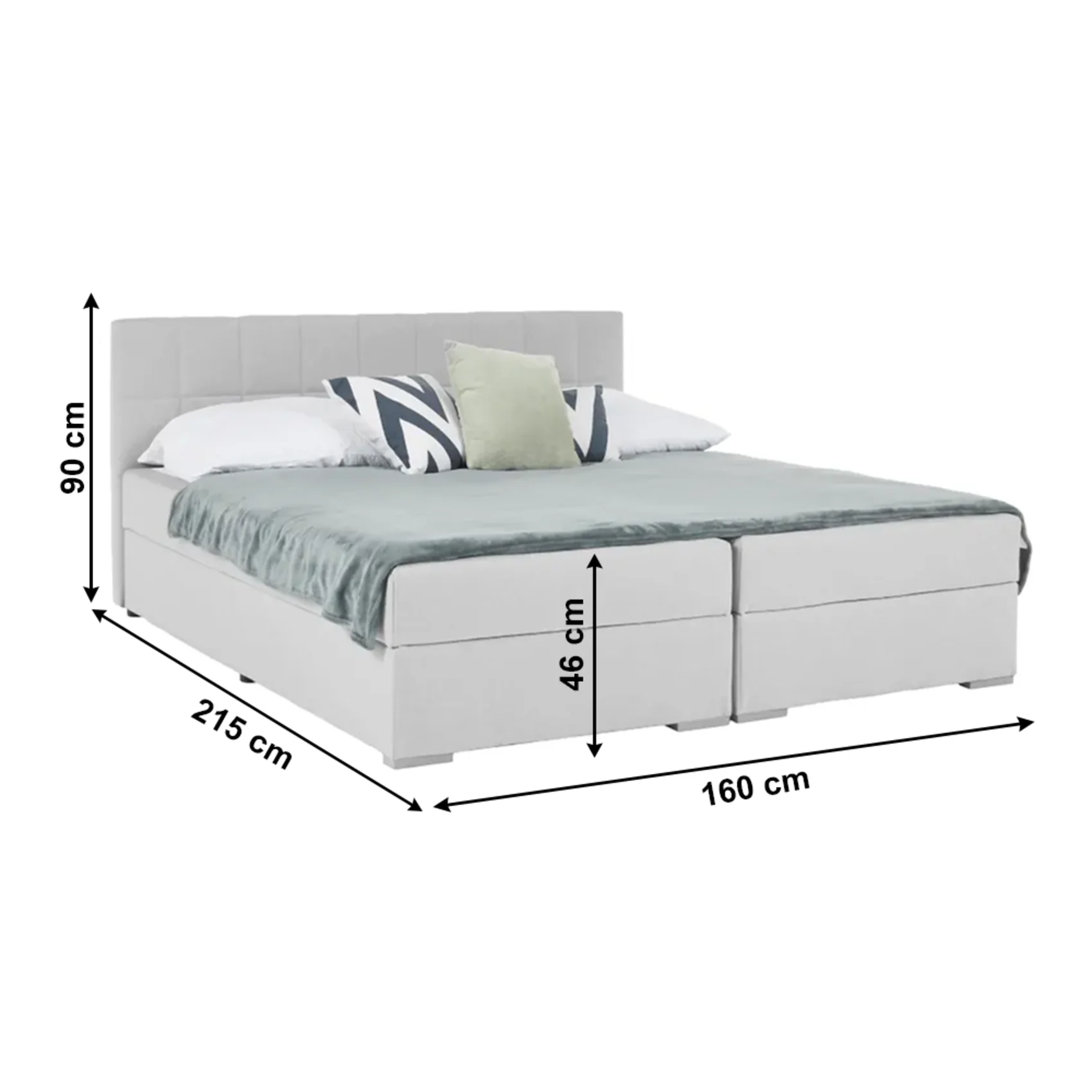 Pat tip BOXSPRING 160x200, gri deschis, FERATA KOMFORT