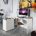 Birou PC universal de colţ, alb, TERINO