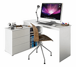 Birou PC universal de colţ, alb, TERINO