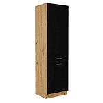 Dulap pentru frigider încorporat, stejar artizan/ negru mat, MONRO 60 LO-210 2F