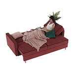 Canapea extensibilă, roz / negru, BERNIA
